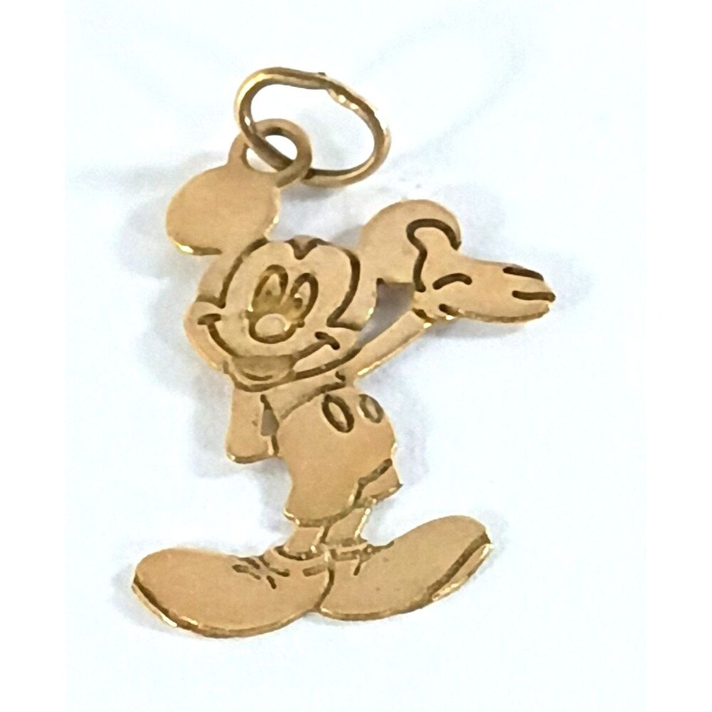 Vintage Van Dell 14K Yellow Gold Mickey Mouse Charm Pendant Signed Disney 1"